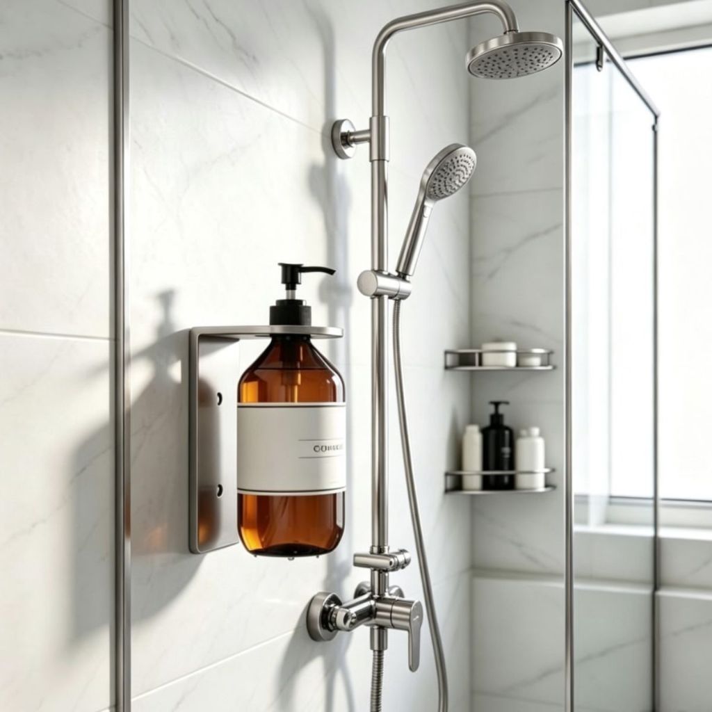 Suporte Aço Inox Dispensador De Frasco Líquido Agata Utilidades Domésticas Grego Metal