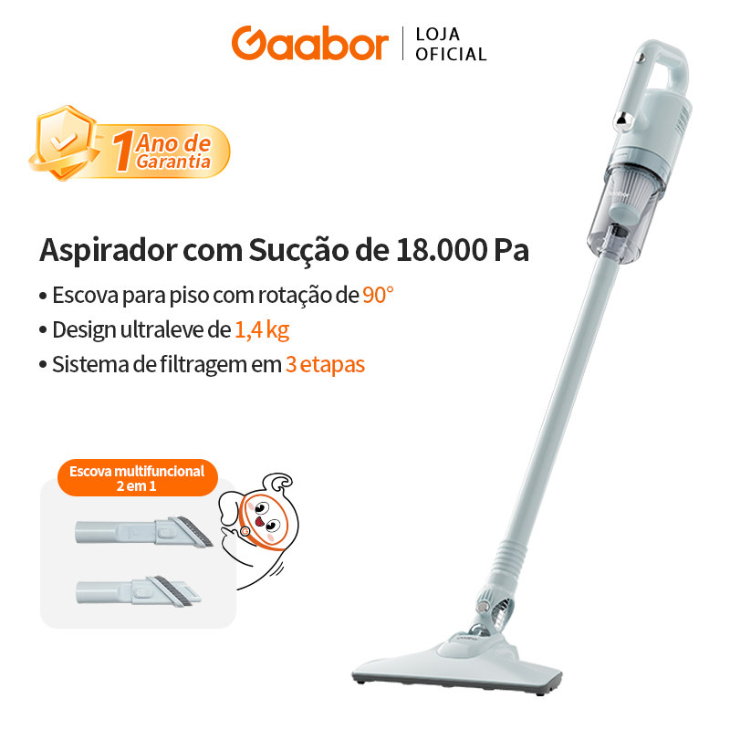 Gaabor 16000Pa Aspirador de Pó 2 em 1 Forte Sucção Longo 4.5m Limpeza Profunda C