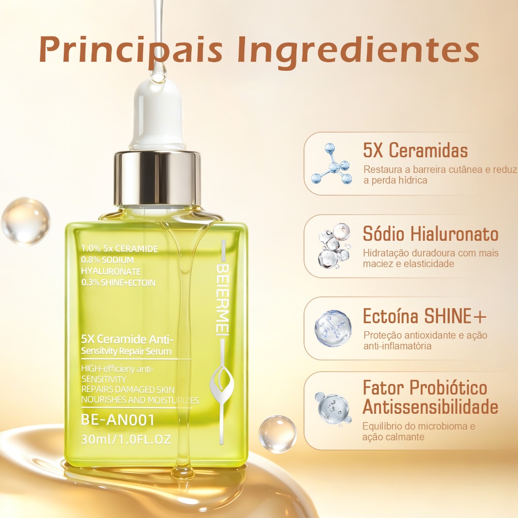 BEIERMEI Sérum Reparador Anti-Sensibilidade 5X Ceramida 30g/1.0FL.OZ Repara a pele danificada, nutre e hidrata · foto 2