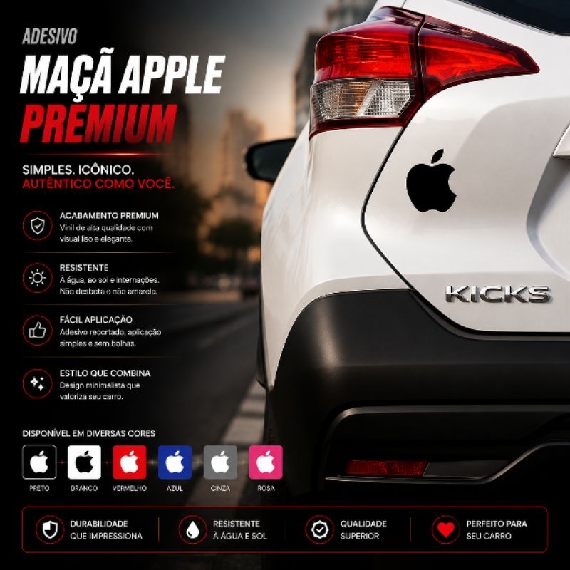Adesivo Maçã Logo Modelo Apple 10cm