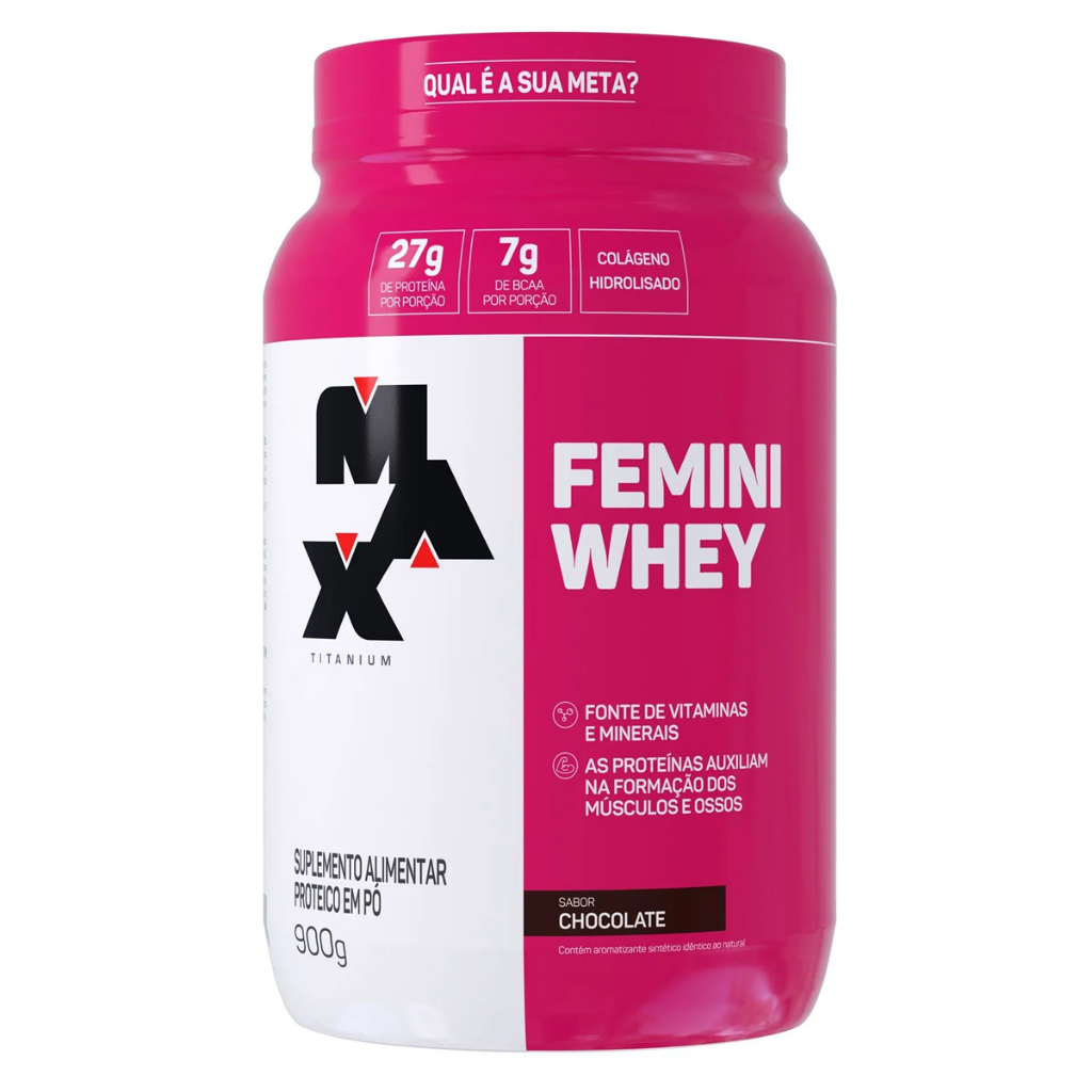 Femini Whey Max Titanium Sabor Chocolate Com 900g
