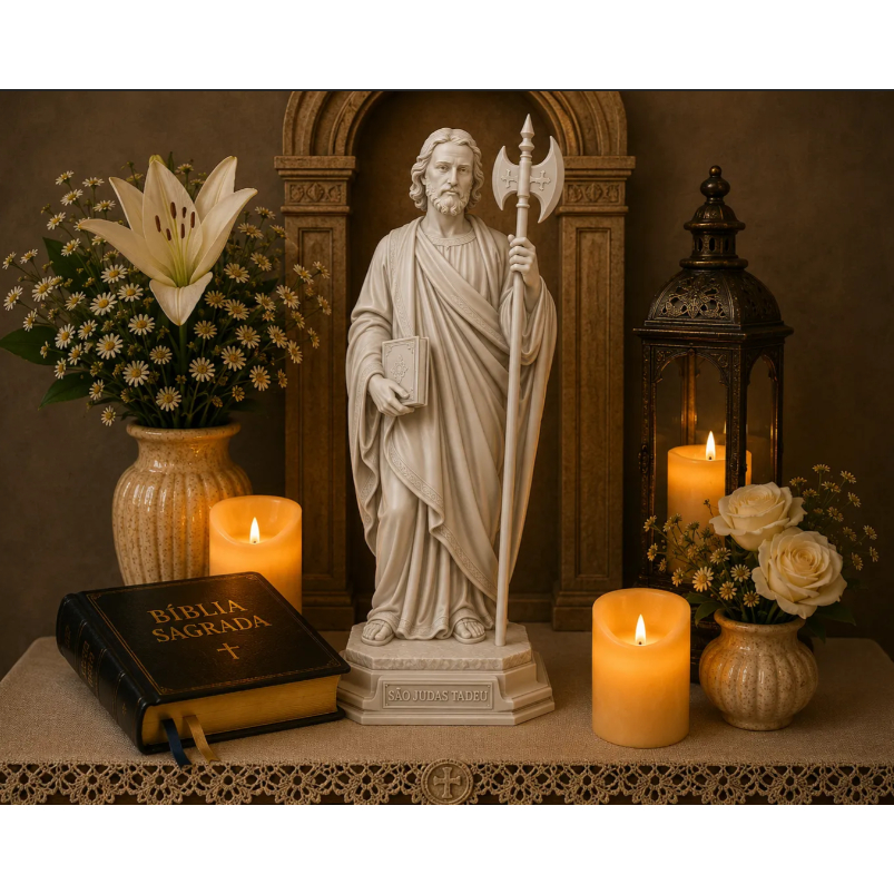 Imagem São Judas Tadeu Religiosa Impressa em 3D Decoração Católica Presente Religioso