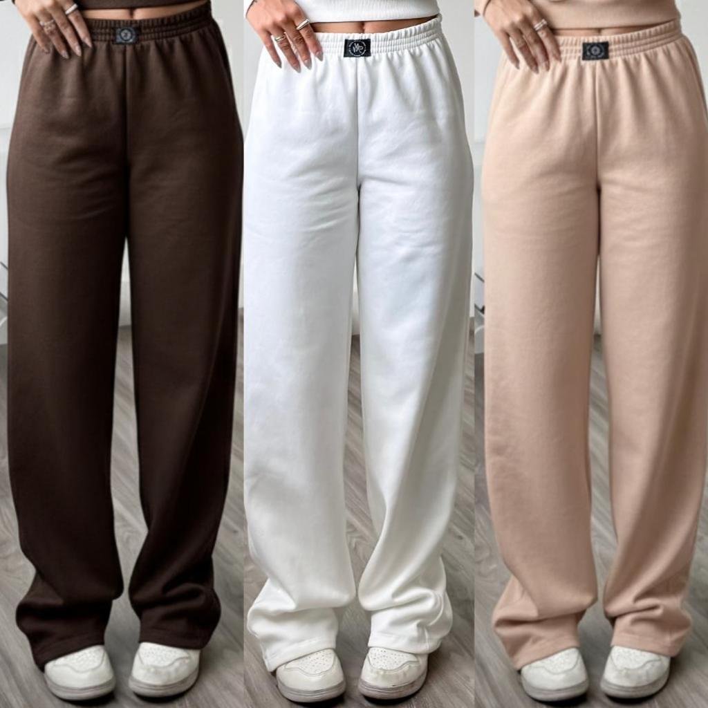Calça Pantalona Feminina Cintura Alta no moletom  Calça Wide Leg Moletom Feminina calça feminina larga