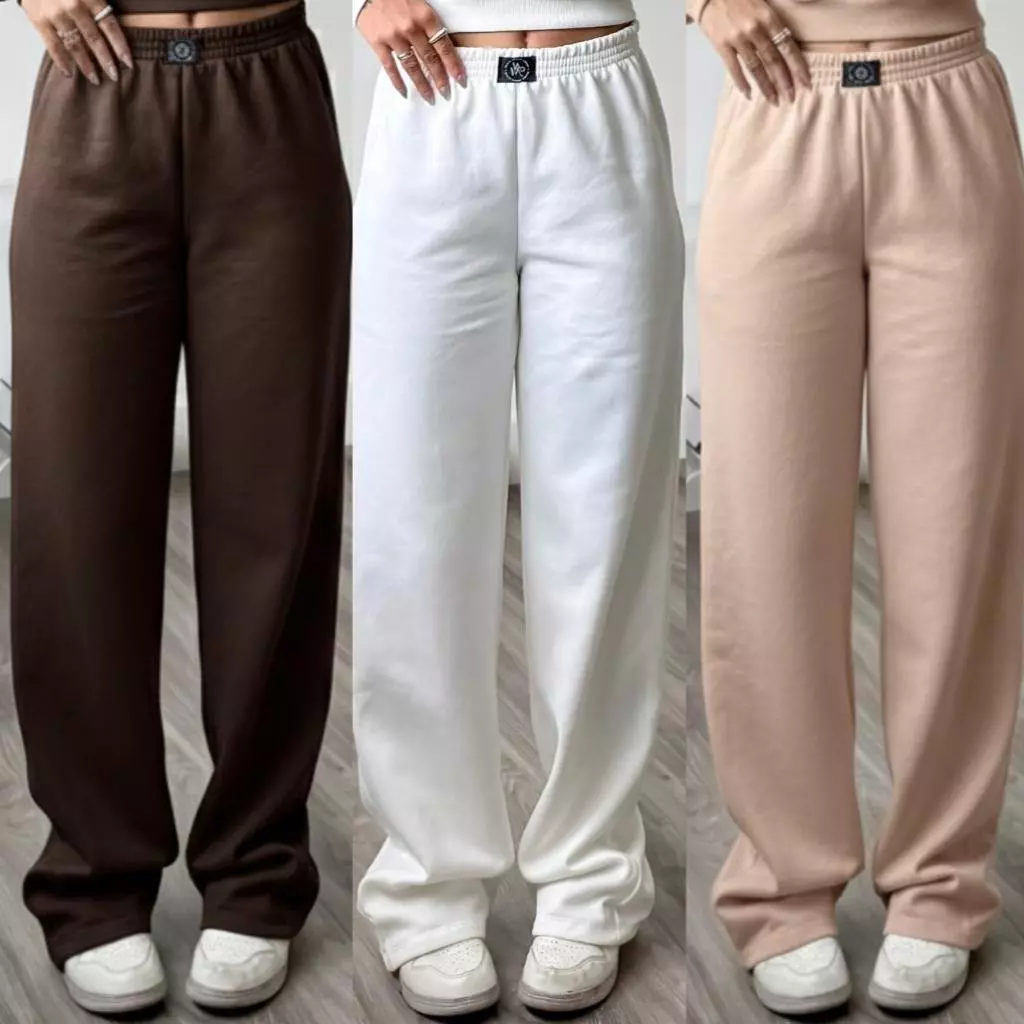 Calça Pantalona Feminina Cintura Alta no moletom  Calça Wide Leg Moletom Feminina calça feminina larga