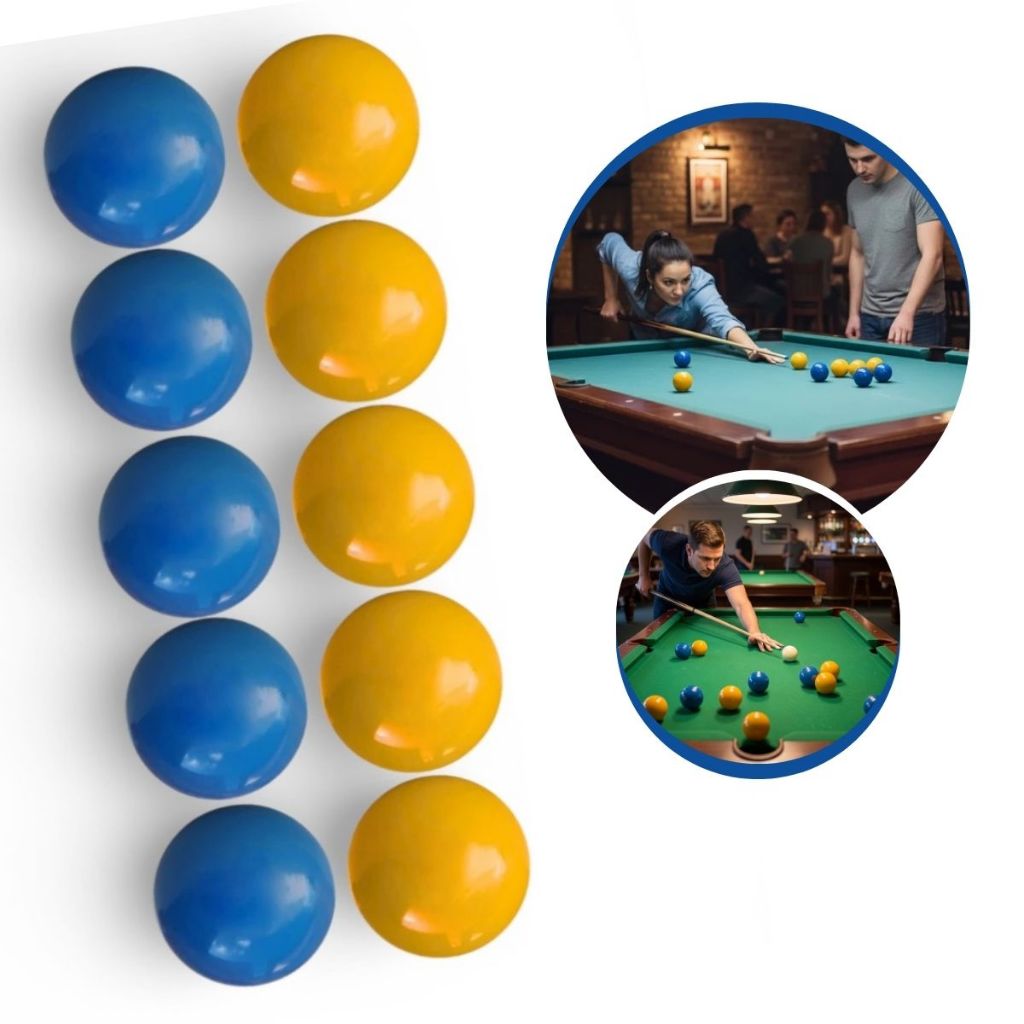 JOGO MATA MATA 50MM BILHAR AZUL E AMARELO - SNOOKER SINUCA BAR