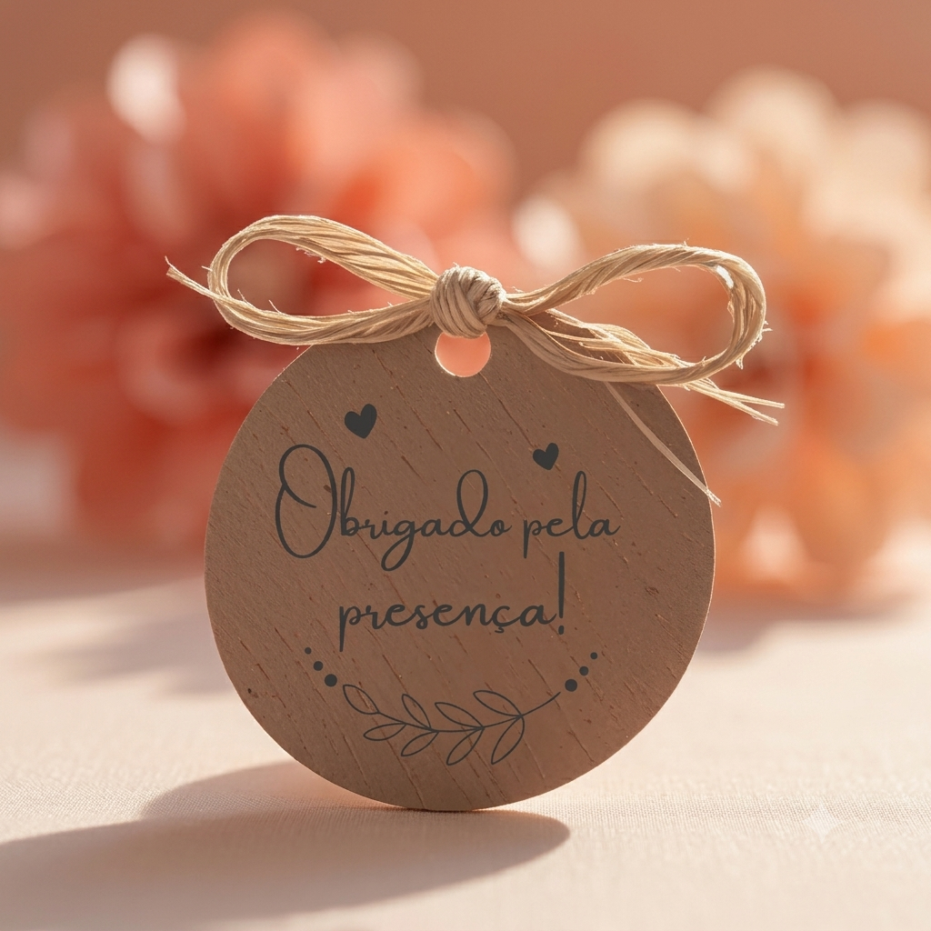 Tag de Papel Kraft 4cm + Fio Incluso - Pronta Entrega!!! Obrigado (a) pela Presença — imagem 2 de 2