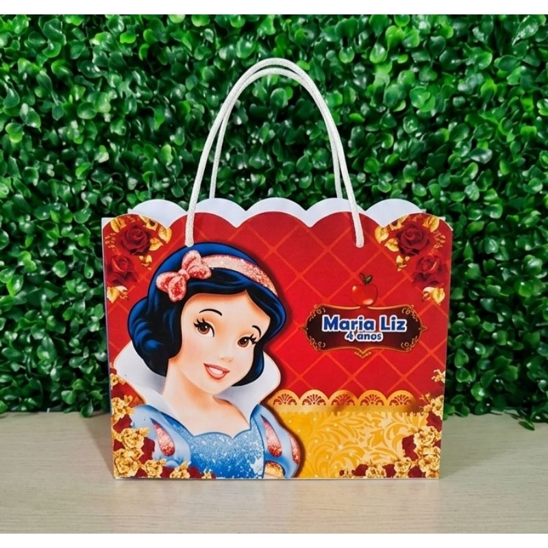 Sacolinha Personalizada Festa Infantil 20x15cm Nuvem Lembrancinha Estilo Branca De Neve