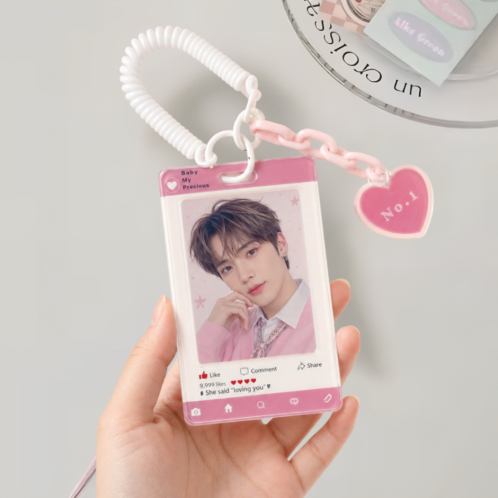 Porta Crachá Kpop Photocard Acrílico com Cordão Capa Protetora Porta Cartão BTS Colecionavel