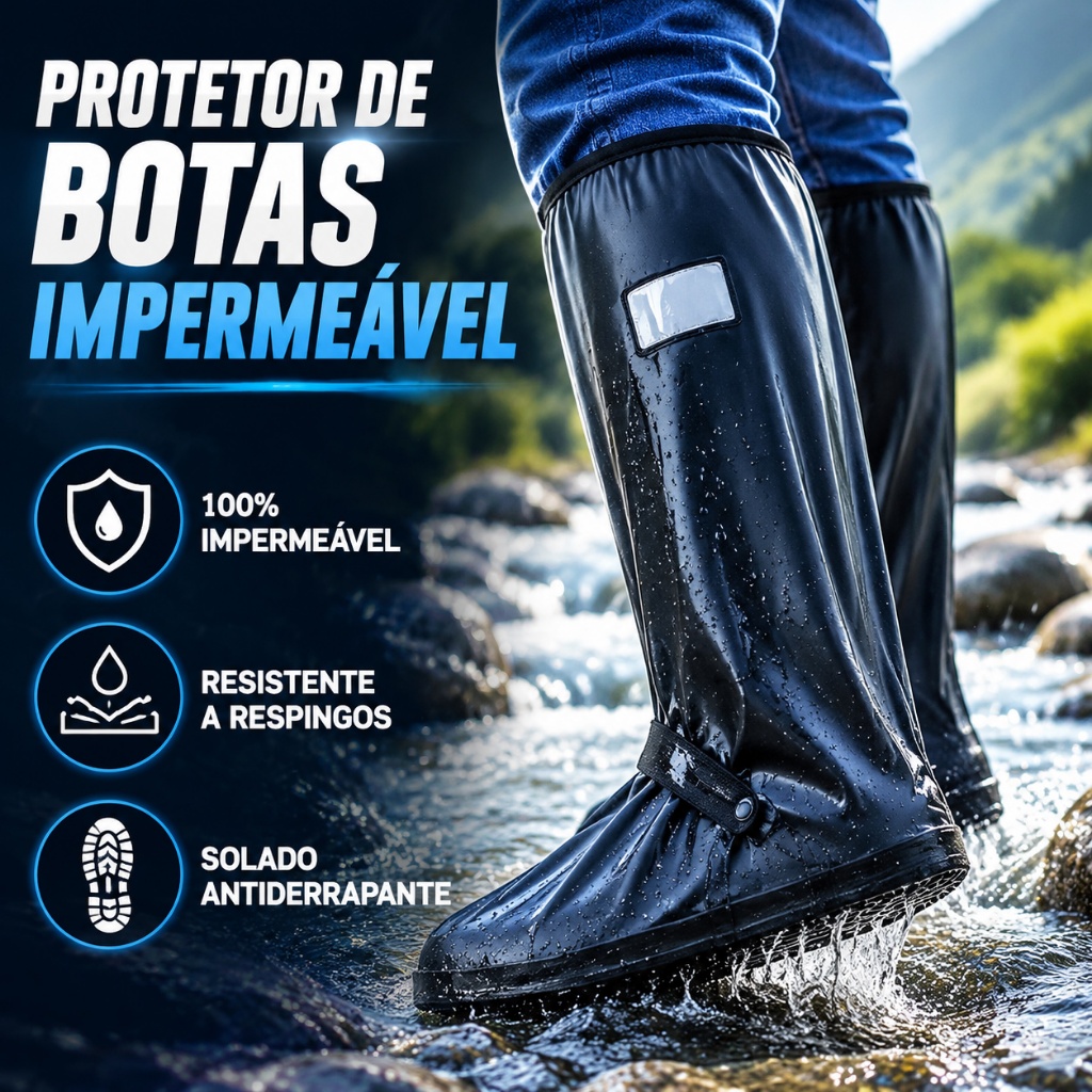 Capa Protetora Impermeável para Calçados de Moto – Antiderrapante, Reforçada para Dias de Chuva