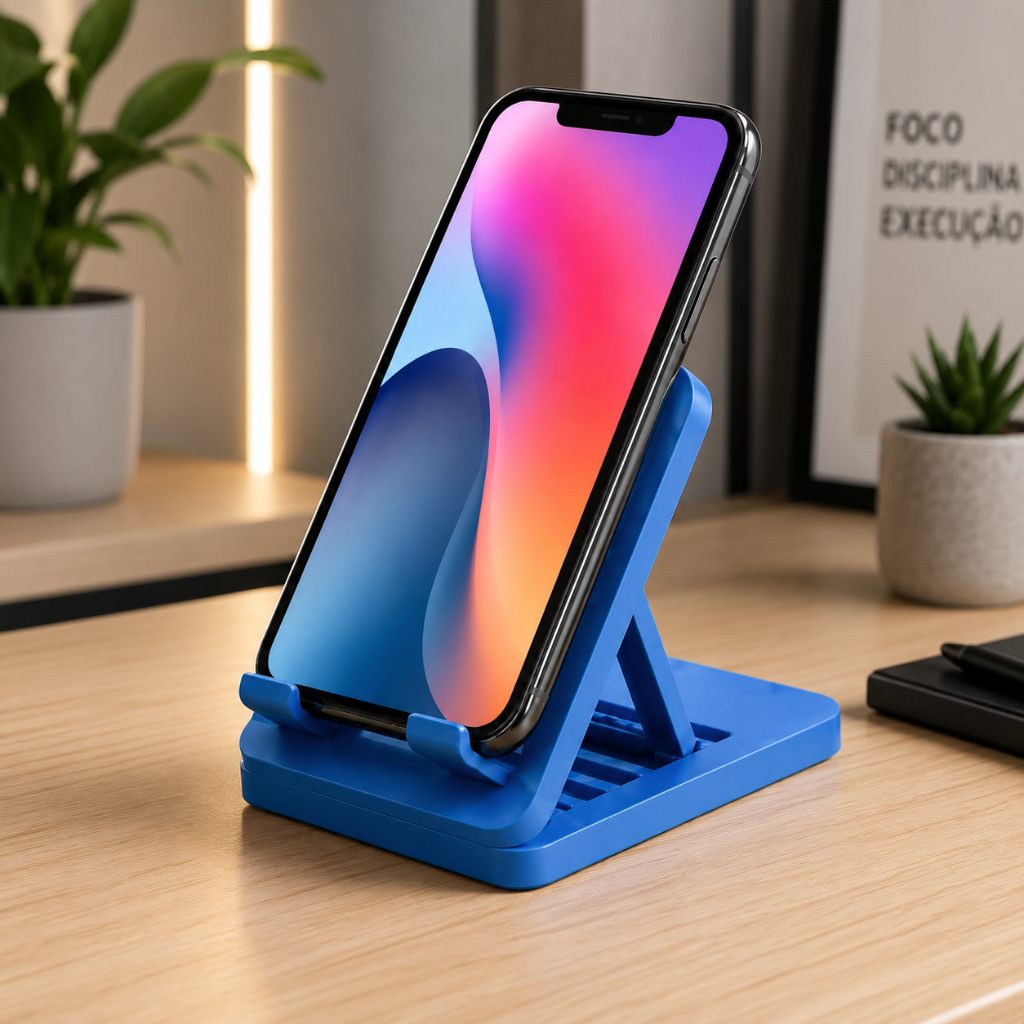 Suporte Dobrável Ajustável para Celular e Tablet Universal Base de Mesa Portátil para Escritório Estudos e Vídeos
