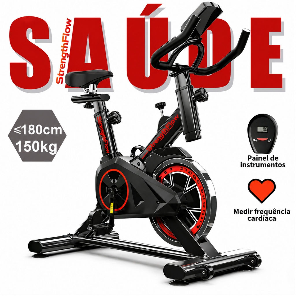Bicicleta Spinning Ergométrica Para Exercícios Com Monitor Profissional Sport Suporta até 120kg