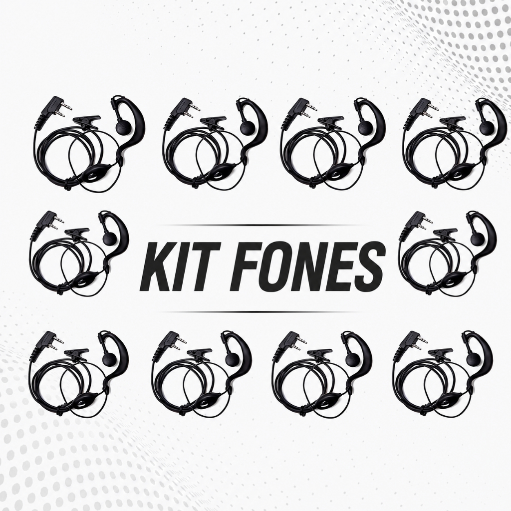 Kit 5 e 10 Fone Para Radio Comunicador Baofeng 777 Segurança Comunicação Equipe Alta Qualidade Uso Profissional