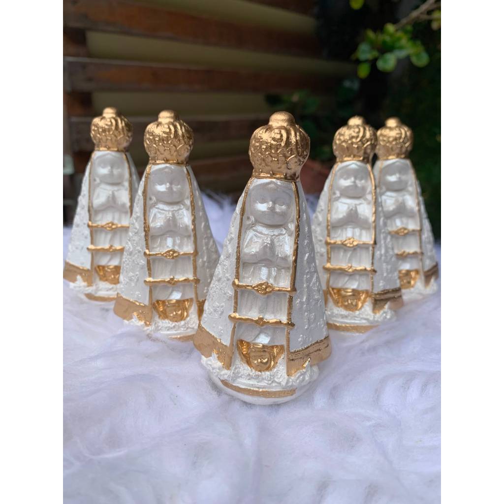 Kit 5 Nossa Senhora Aparecida Baby 9cm em Gesso Decorada | Ideal para Lembrancinhas, Presentes e Decoração Católica