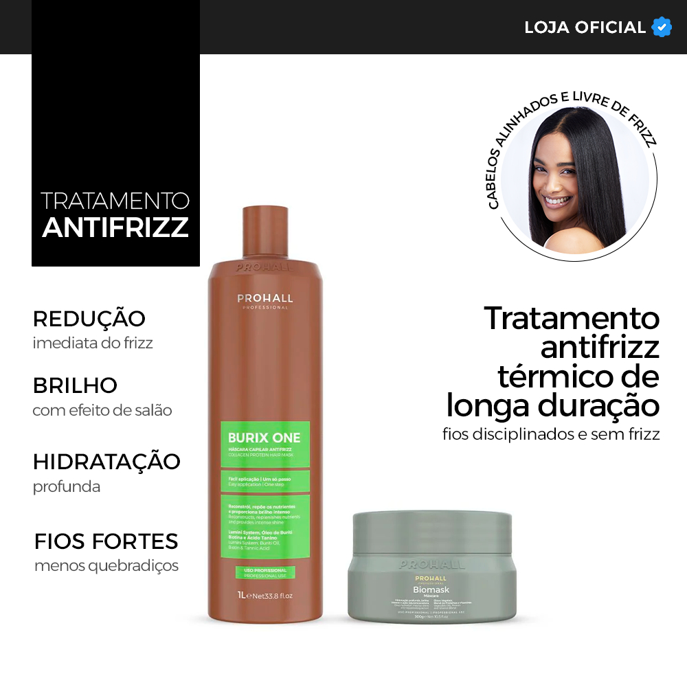 Kit Reestruturação Molecular Tanino Orgânica Burix One 1L + Máscara Biomask 300g