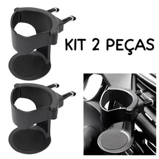 Kit 2 Peças Suporte Para Copo Bebidas Universal Automotivo Carro Ajustável Preto
