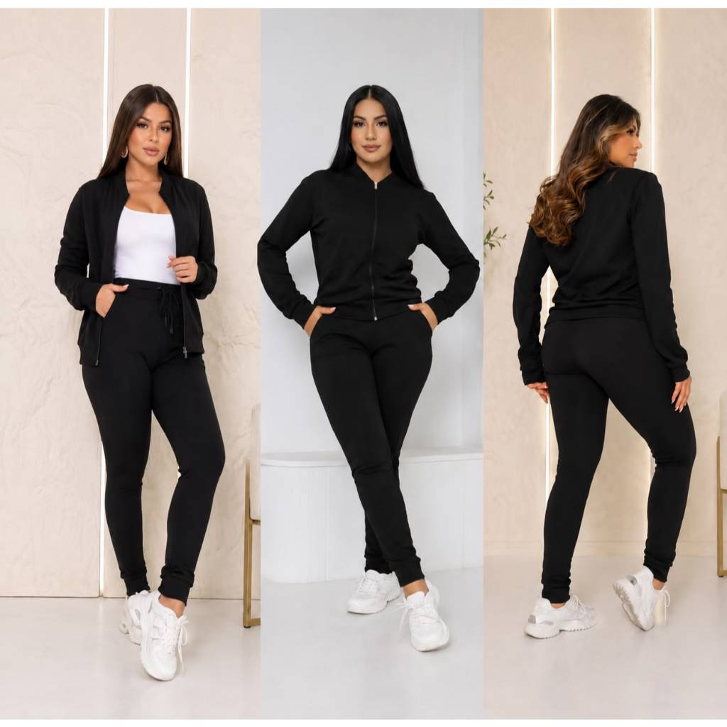 CONJUNTO INVERNO CALÇA E BLUSA MALHA CREPE CONFORTAVEL E MODERNO MODA FITNES