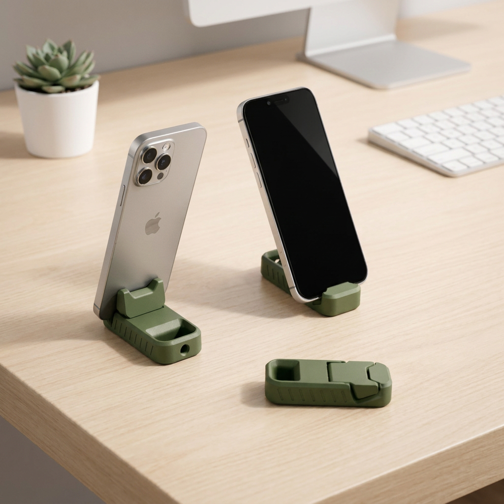 Suporte de Celular Minimalista Portátil – Base Universal para Smartphone – Compacto, Elegante e Resistente – Impressão