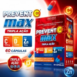 Prevent Max Tripla Acao Vitamina C D E Zinco - 60 Caps