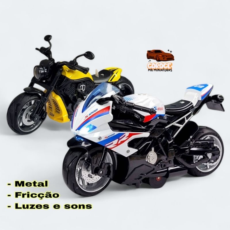 Miniatura Moto BMW S1000 / Harley Davidson Motocicleta Fricção Coleção Brinquedo Diecast