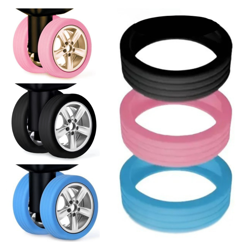8 Capa Protetora De Roda Bagagem Mala Amortecimento Ruído Protetor Silencioso Silicone Colorido