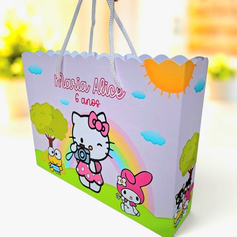 Sacolinha Hello Kitty e Amigos Lembrancinha Festa Infantil Personalizados Aniversário