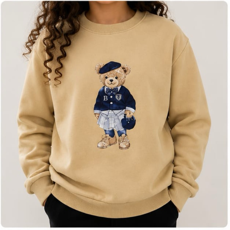 Moletom Careca Infantil Ursinho Estampado Unissex Peluciado Quentinho Confortável Feminino Premium - Promoção