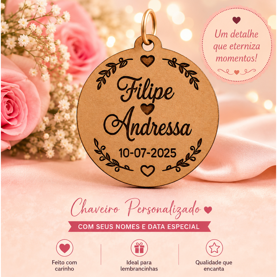 Pacote com 65 Chaveiros Personalizados Mdf Lembrancinhas Casamento Aniversarios