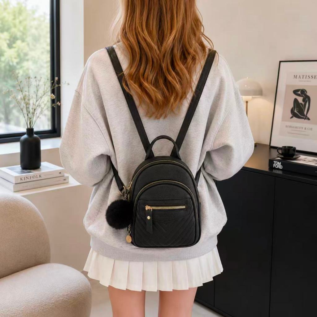 Bolsa Transvelsal Mochila Bolsa De Mao De Couro PU Com Chaveiro Feminina Com Alça Removível Para Estuda/Trabalho Dia Dia