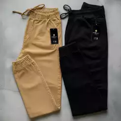 Calça Jogger Masculina Linha Premium Sarja com Punho Cintura Ajustável Casual Moda Masculina 4 Bolsos Moda homem Bonito