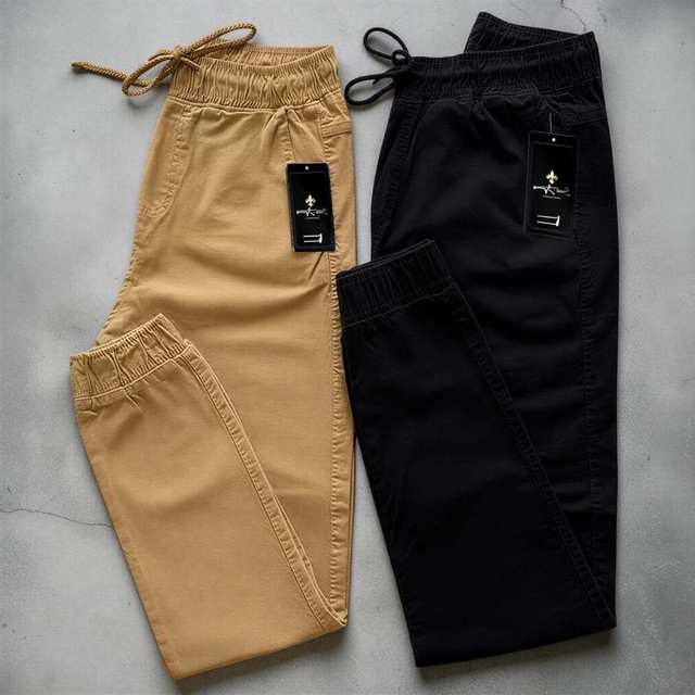 Calça Jogger Masculina Linha Premium Sarja com Punho Cintura Ajustável Casual Moda Masculina 4 Bolsos Moda homem Bonito