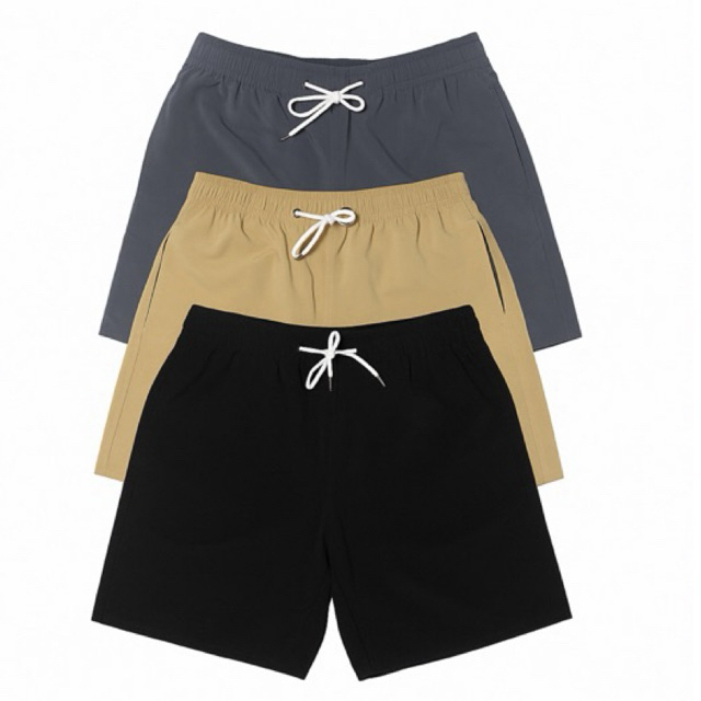 Kit 3 Shorts de Tactel Com Elastano Masculino Básico Liso Academia Praia Dia Dia