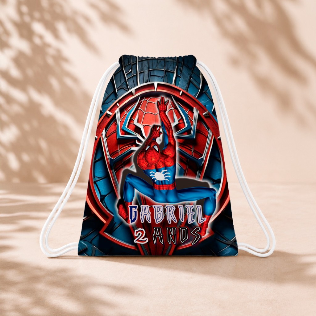 10 Mochila Personalizada Infantil 18x26 Sacolinhas Surpresa Festa Aniversário Lembrancinha Homem Aranha M4