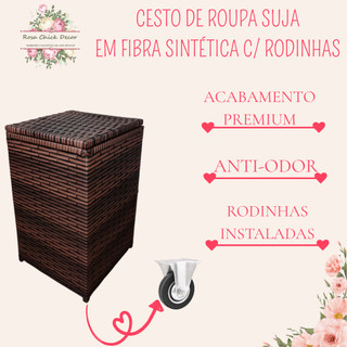 Roupeiro Organizador Vertical c/rodinhas Fibra Sintética 40x40x65 Cesto Roupa Brinquedos Montado