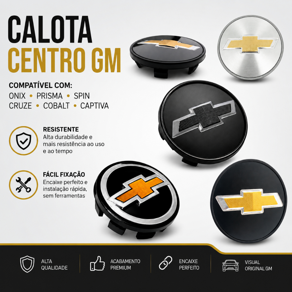 Calota Calotinha Miolo Centro GM Onix Prisma Spin Cruze Cobalt Captiva