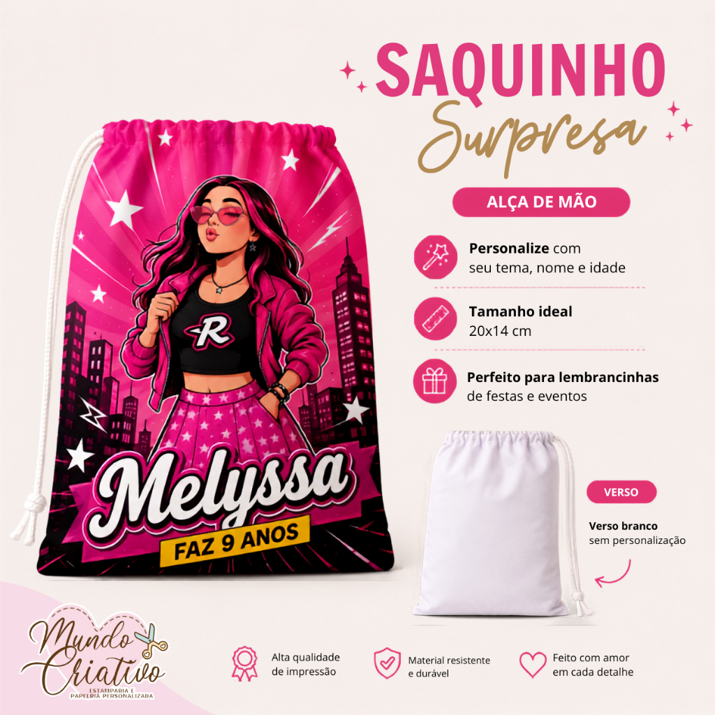 Saquinho Surpresa Personalizado 20x14 Lembrancinha Festa Aniversário