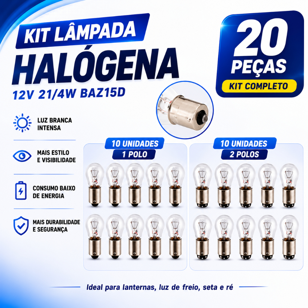 Kit 20 Lâmpadas 1 Polo + 2 Polos 12v Carro Lanterna Freio Ré