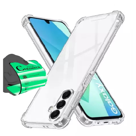 Capa Capinha Case Transparente Tpu Para Samsung A05S A06 A07 A15 A16 A17 A26 A36 A56 A37 A57 + Película Cerâmica