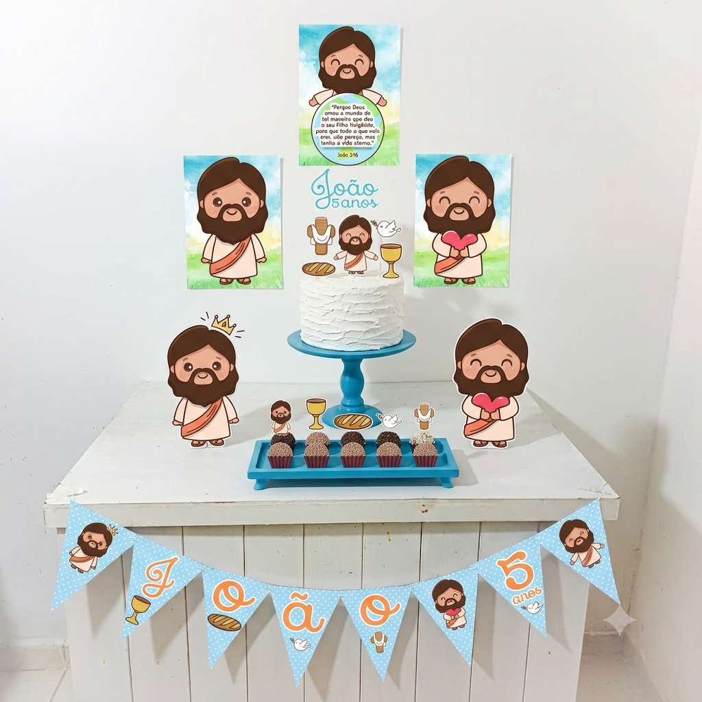 Kit Festa Jesus Personalizado | Só Um Bolinho | Festa em Casa | Aniversário Infantil adulto  Mesversário| lembrancinhas