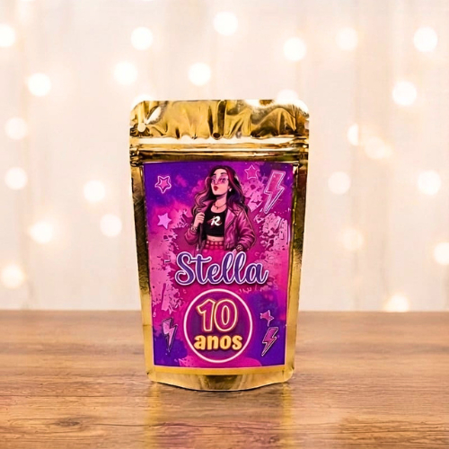 Saquinho Metalizado Dos Rosas Personalizado Ziplock 10x15/lembrancinha Personalizada para festa aniversário