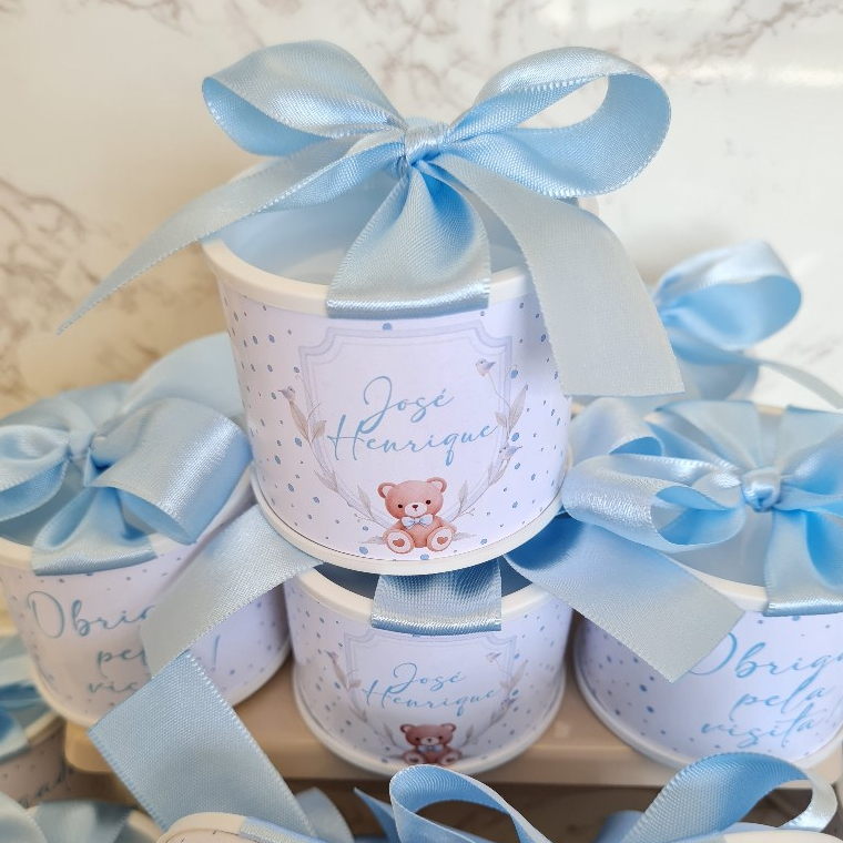 Kit tubolatas personalizadas Maternidade | Lembrancinha maternidade | aniversário | chá de bebê | 5x6 - Vários AZUL