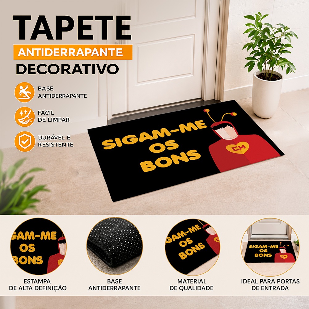 Tapete de Porta de Entrada Decorativo Estampas Variadas 40 x60 Antiderrapante