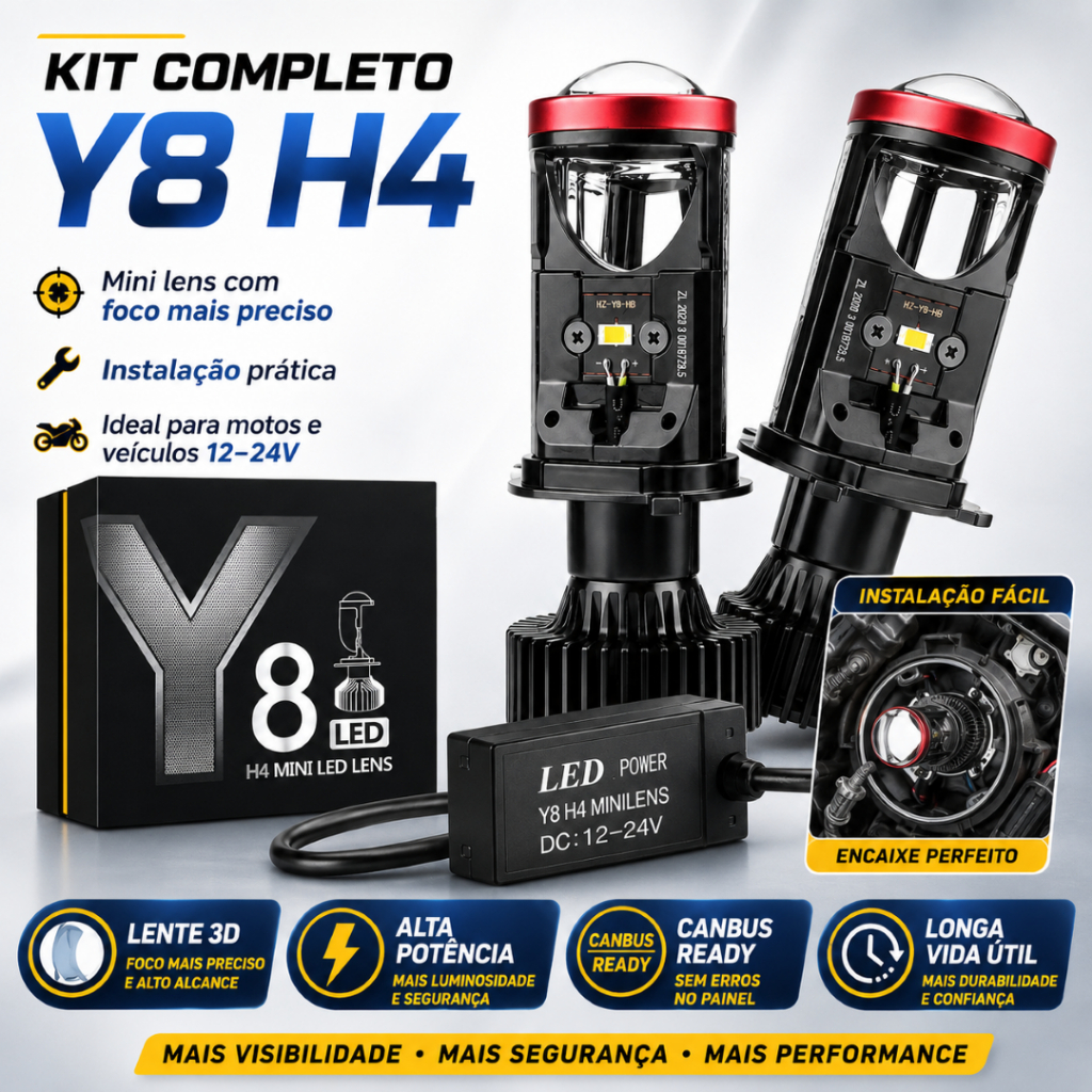 [1 Par] Lâmpada LED para carro Y8 H4 Lâmpada LED para farol