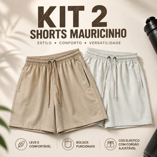 Kit 2 Shorts Masculino Estilo Mauricinho Casual Conforto Premium Praia Bolso Embutido Moda Fit Academia Cross