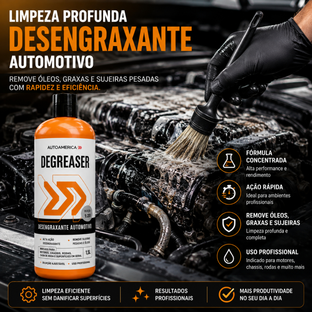 Desengraxante Multiuso Degreaser Autoamerica 1,5L – Limpeza Profunda, Alto Rendimento e Remoção de Graxas e Óleos