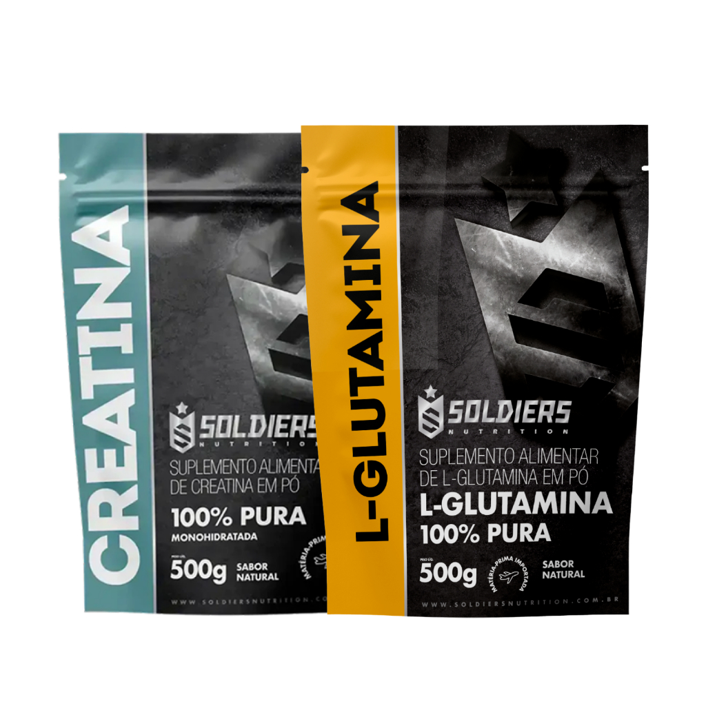 Kit Creatina Monohidratada e Glutamina 500g