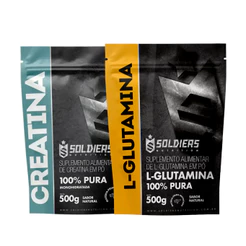Kit Creatina Monohidratada 500g + Glutamina 500g 100% Pura - Soldiers Nutrition