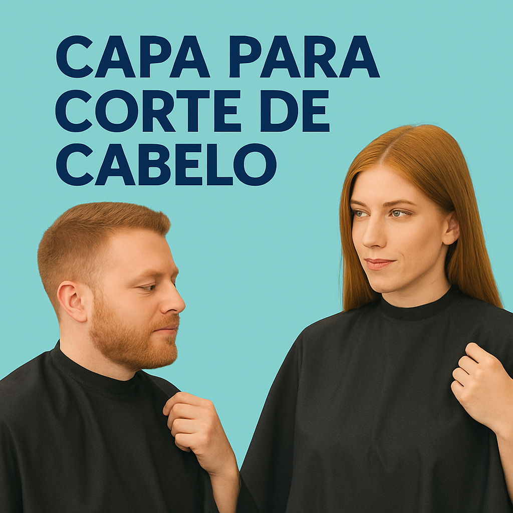Capa de Corte Cabelo Profissional Unissex 100x140cm Preta em tecido Poliéster Impermeável
