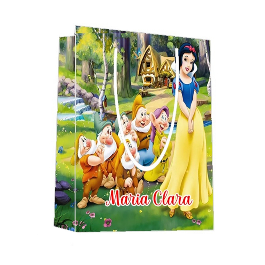 Sacolinha Branca de Neve Personalizada para Aniversário/ Lembrancinha Festa Infantil / Qualquer nome e idade