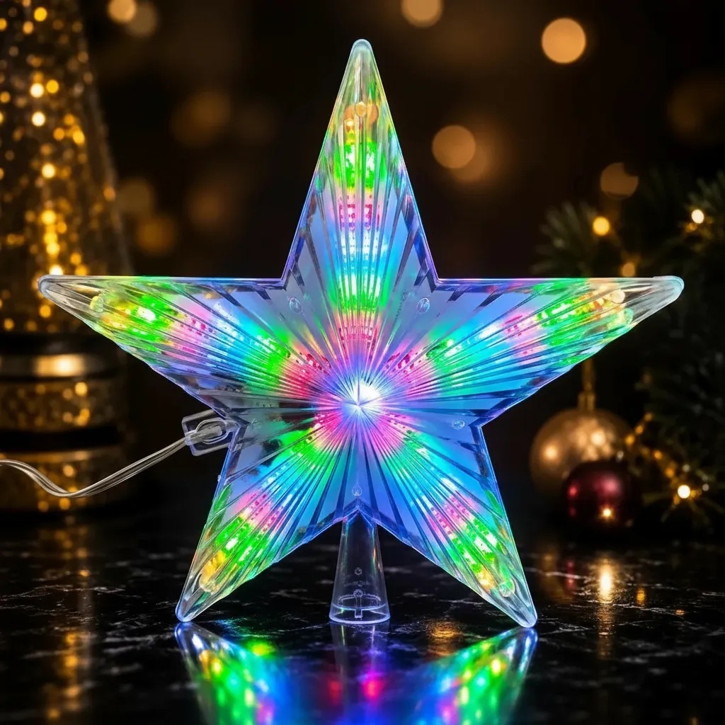 Estrela Ponteira De Led Médio Pisca 22cm Bivolt