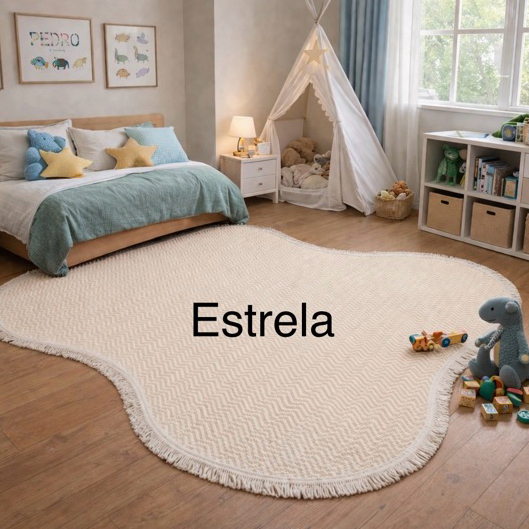 Tapete Orgânico para Sala e Quarto 100% Algodão Formato Irregular Andurá